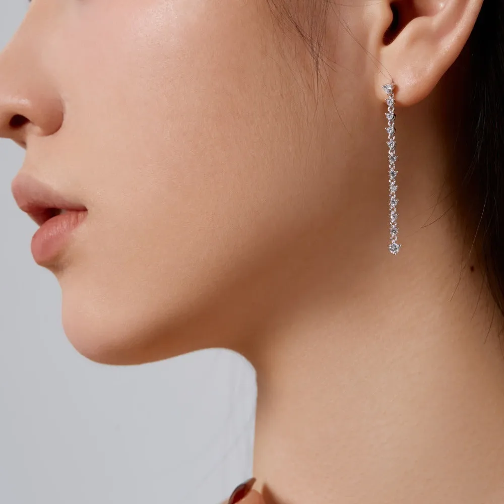 S925 sterling silver stud earrings with cubic zirconia and platinum electroplated geometric design