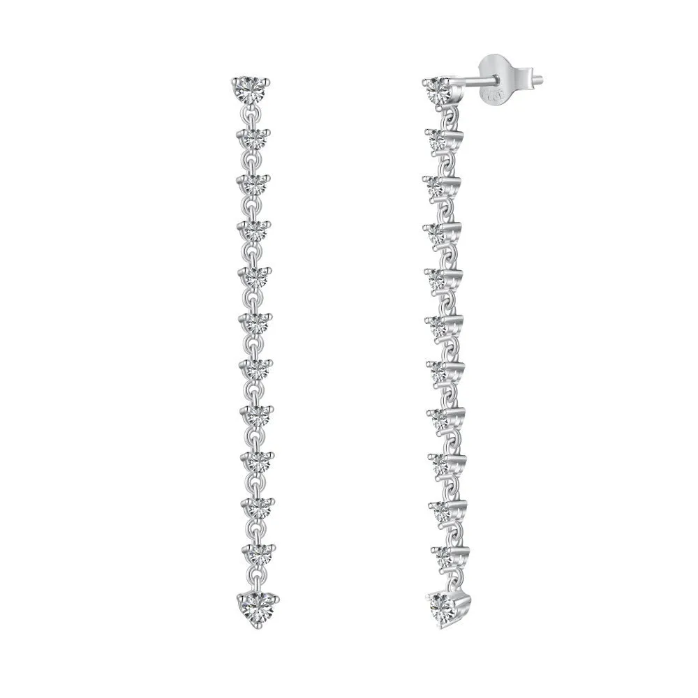 S925 sterling silver stud earrings with cubic zirconia and platinum electroplated geometric design