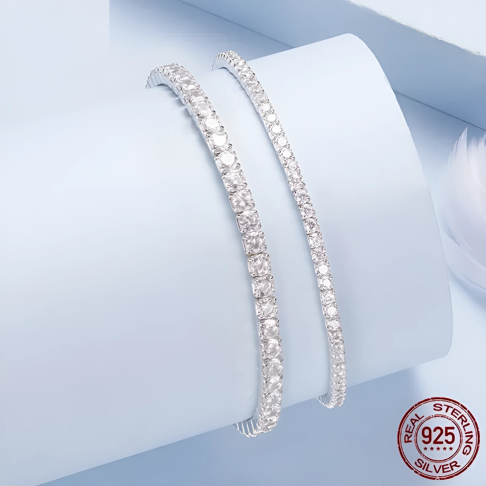 S925 sterling silver geometric diamond bracelet for women, electroplated finish, 2mm chain thickness option