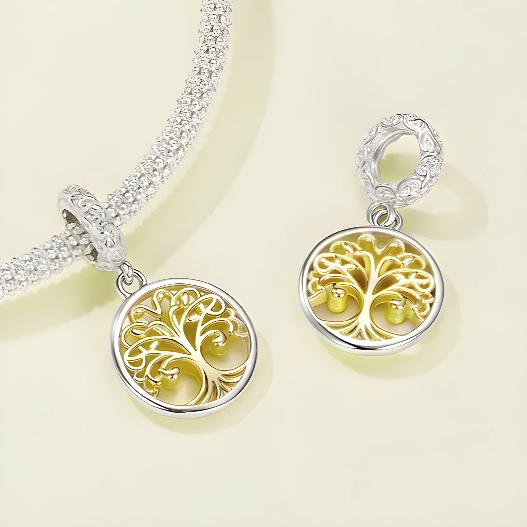 925 silver lucky tree pendant charm 2.3 by 1.2 cm with electroplated finish