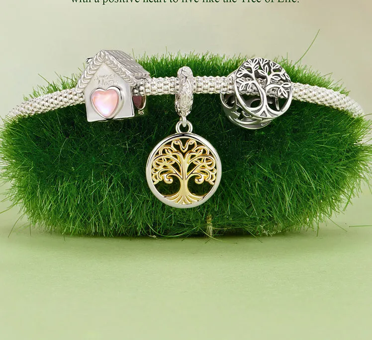 925 silver lucky tree pendant charm 2.3 by 1.2 cm with electroplated finish