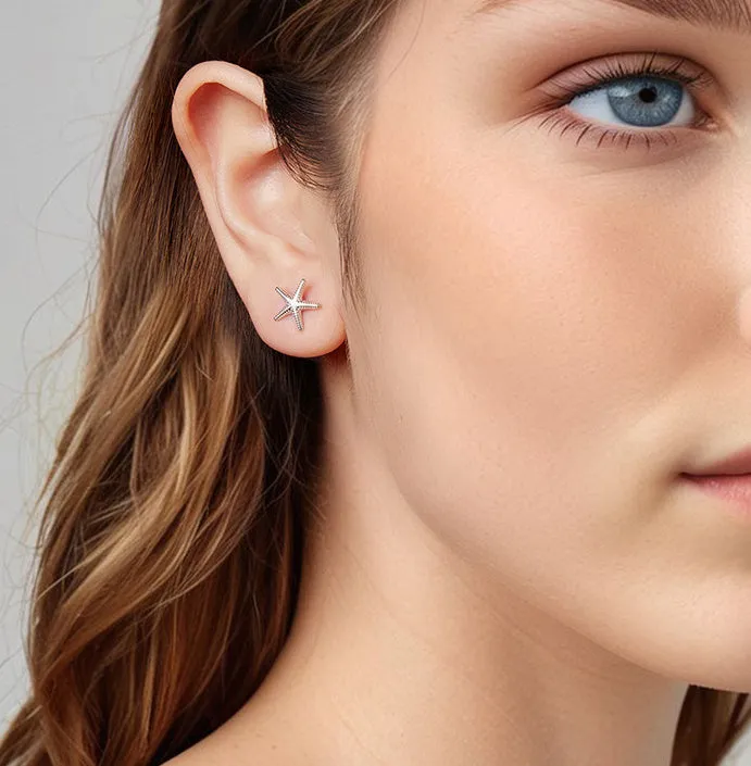 925 silver starfish stud earrings for women gold and silver electroplated simple fresh style