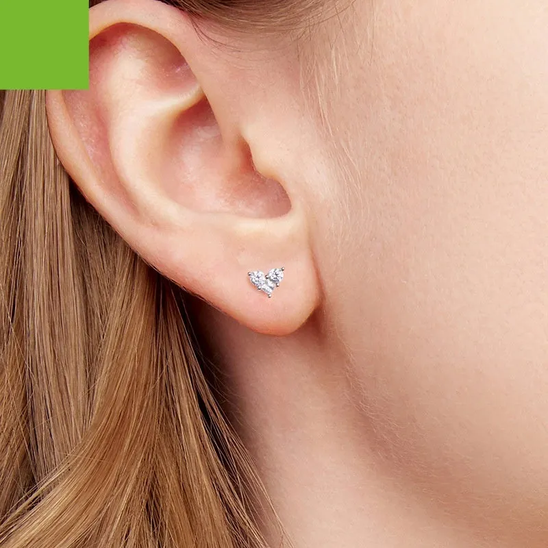 Heart-shaped zircon small ear studs S925 sterling silver electroplated finish BSE1227