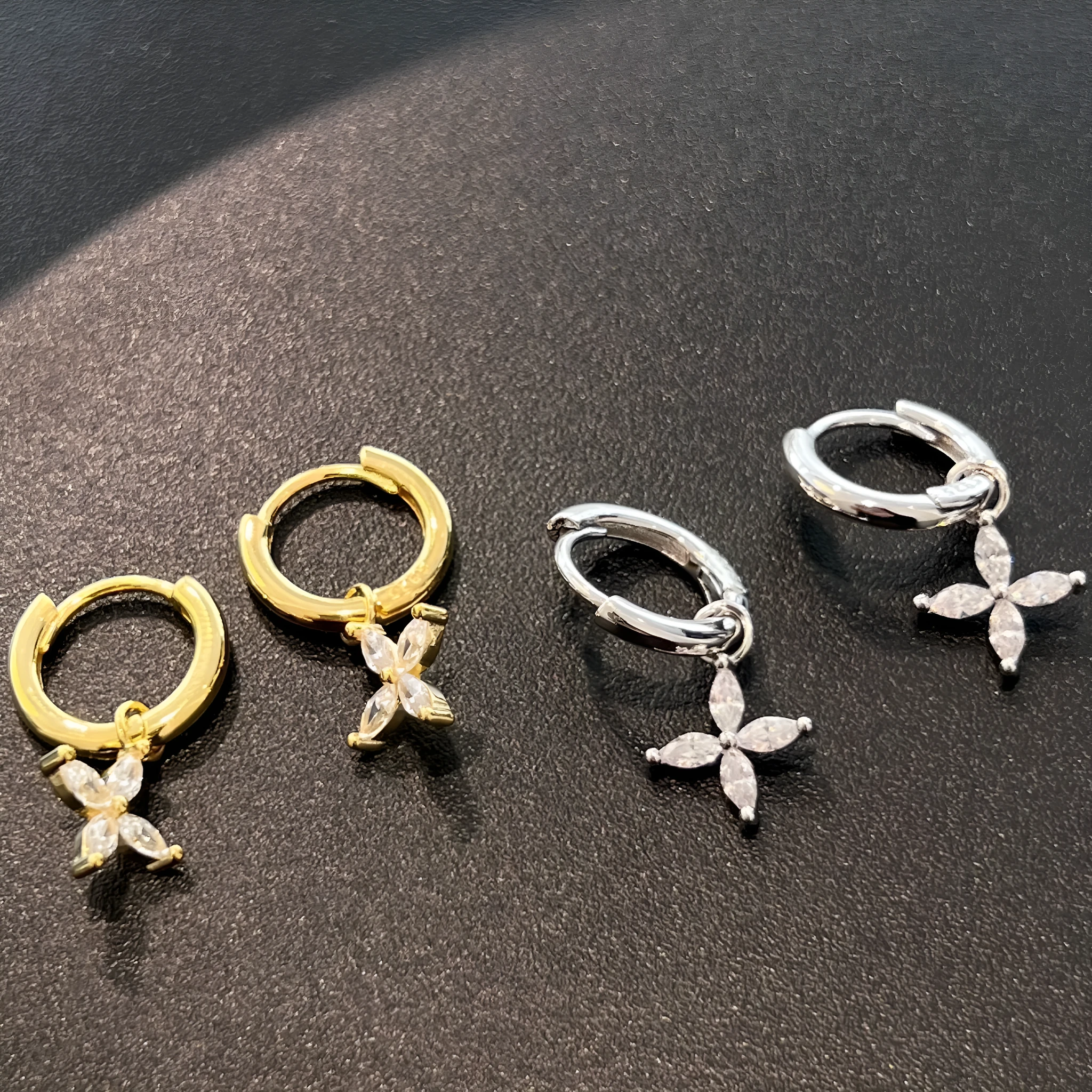 S925 sterling silver flower earrings for women in gold colour option