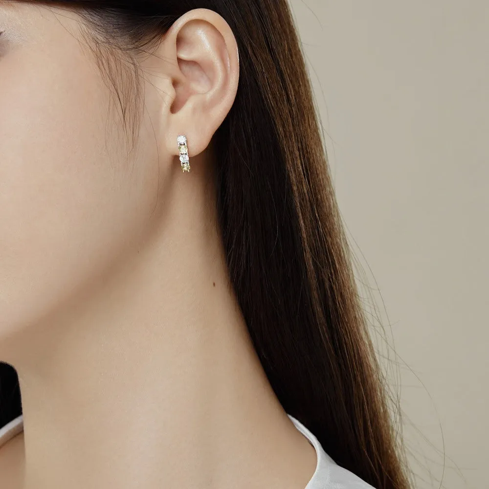 Silver zircon inlaid U-shaped geometric female earrings in 925 sterling silver with platinum yellow white diamond finish