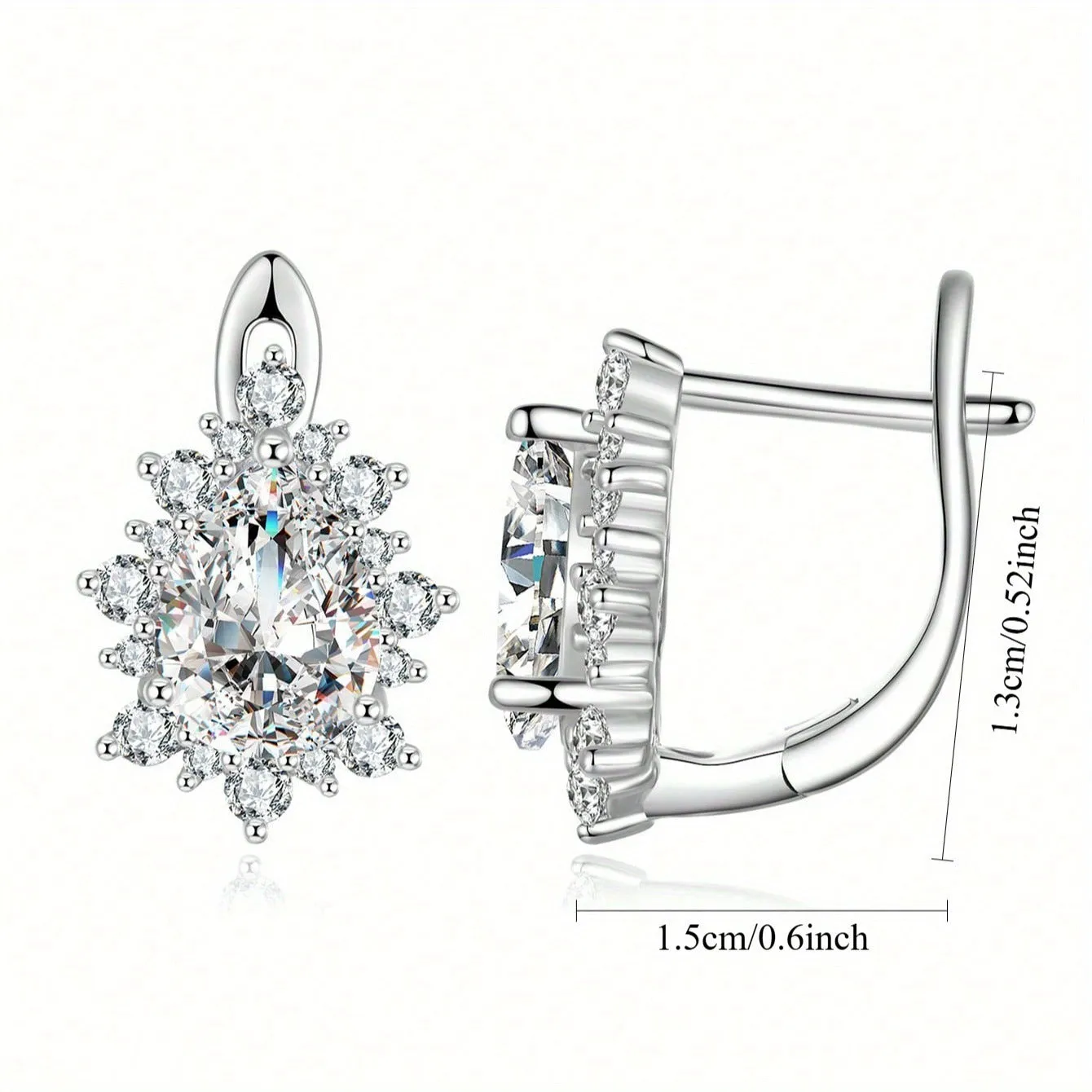 SUNFLOWER water drop women's earrings in white gold silver colour European and American style