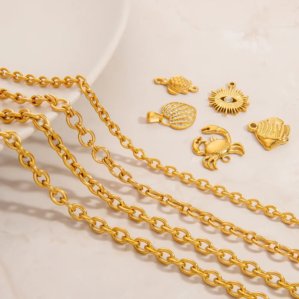 Handmade 18K gold colour stainless steel twist chain bracelet geometric shape