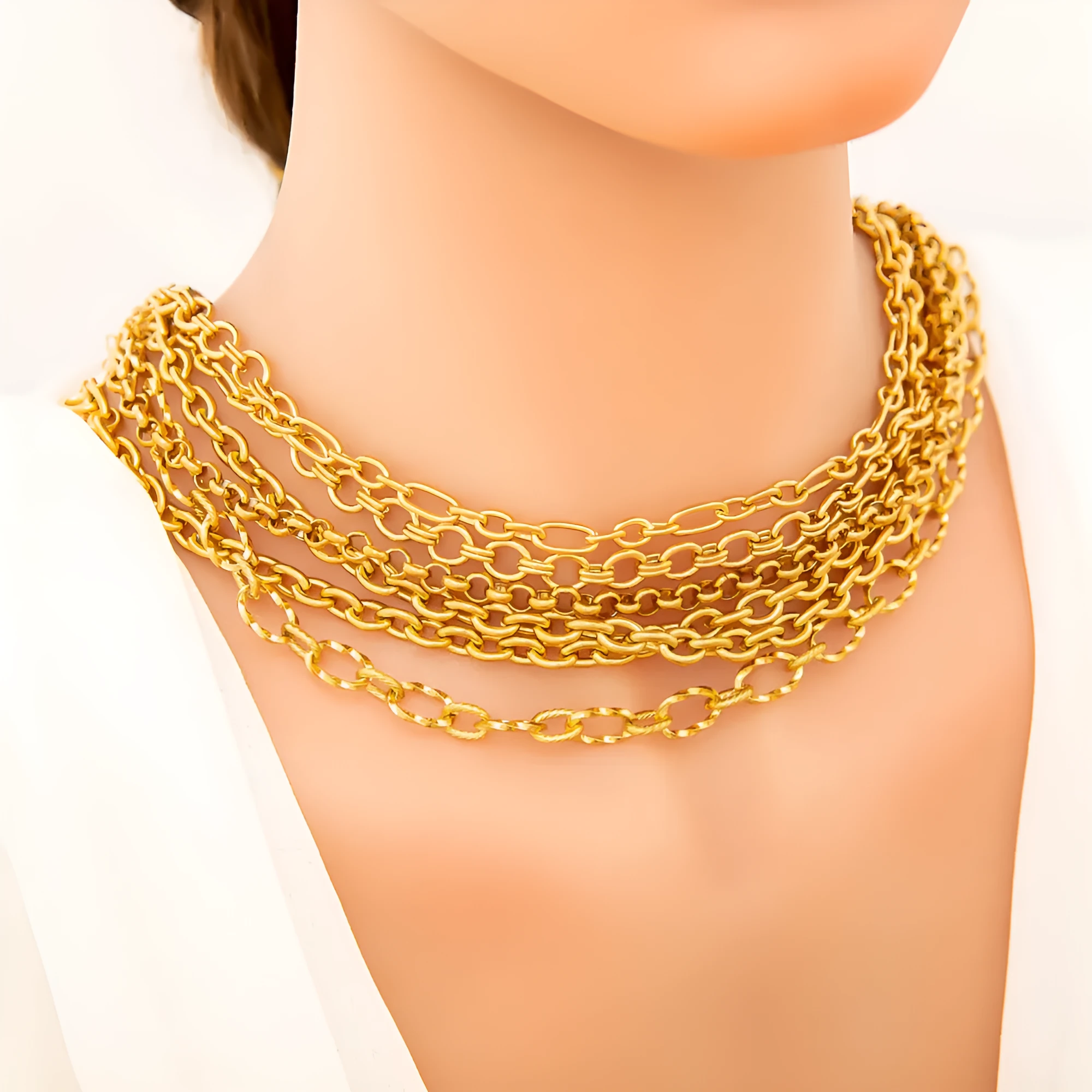 Handmade 18K gold colour stainless steel twist chain bracelet geometric shape