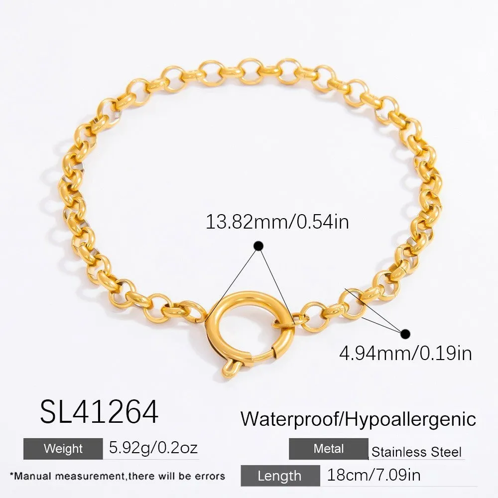 Handmade 18K gold colour stainless steel twist chain bracelet geometric shape