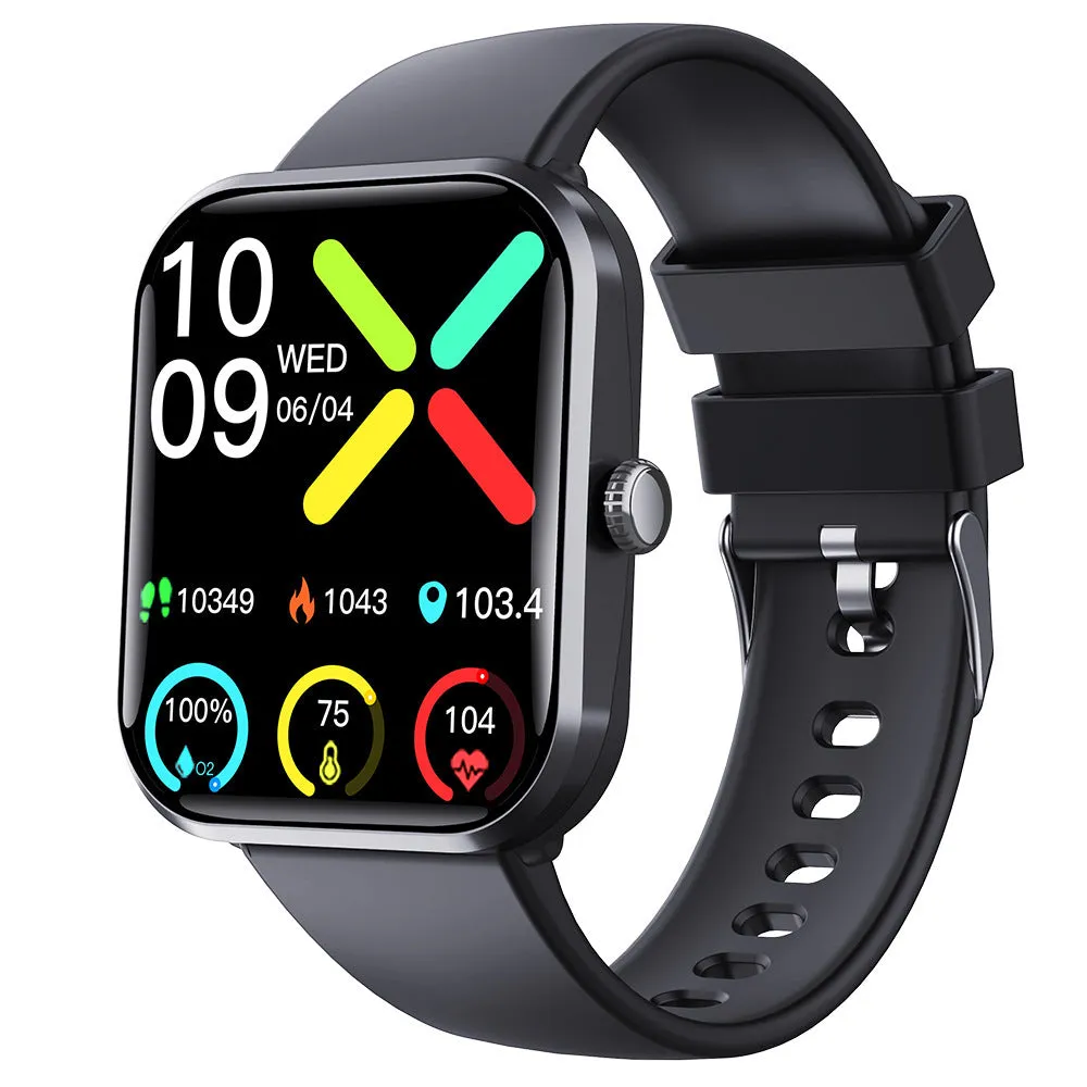 Men's Fashion F96 multi-functional sport smart watch in black with health monitoring and Bluetooth calling features