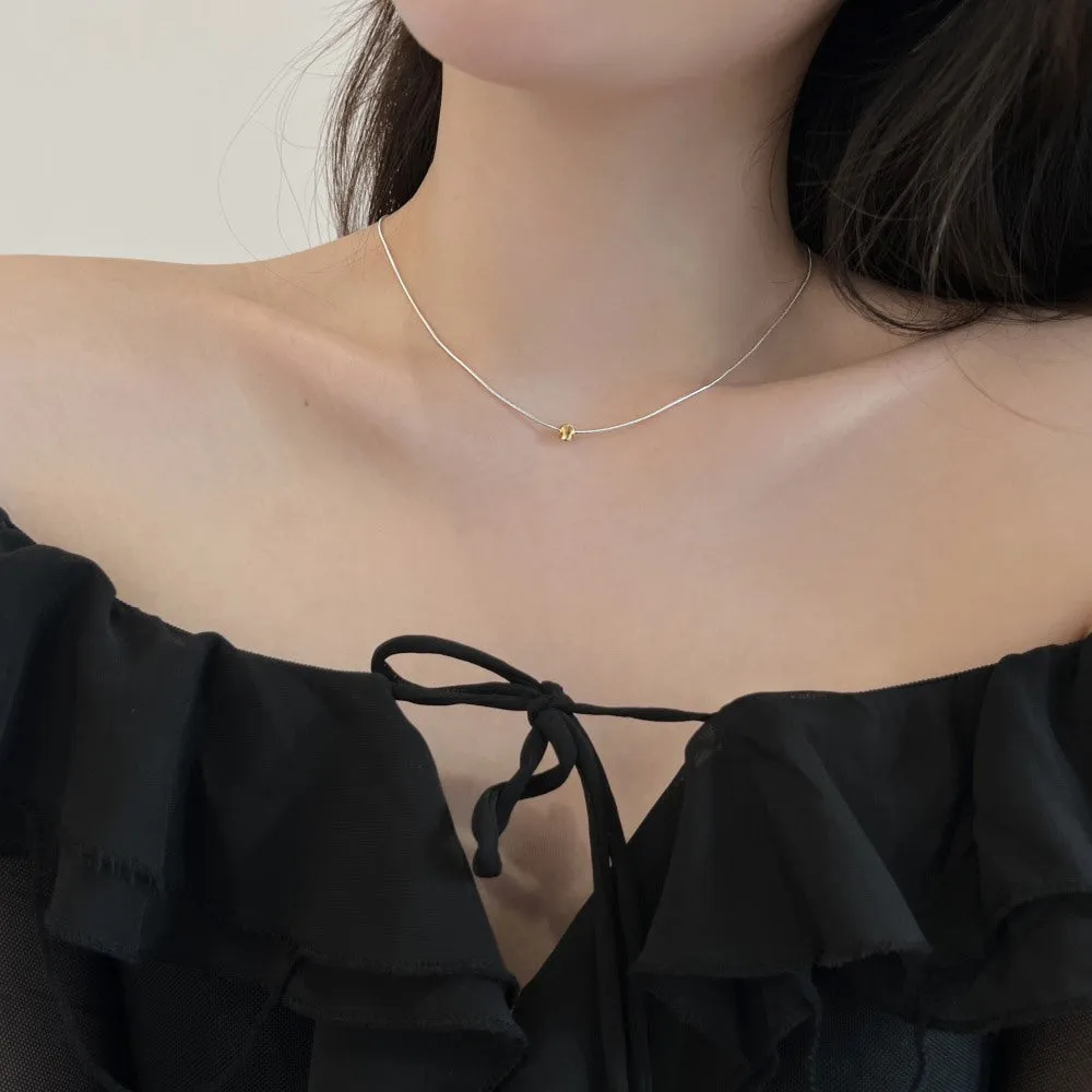 925 sterling silver necklace for women with golden ball pendant and regular chain