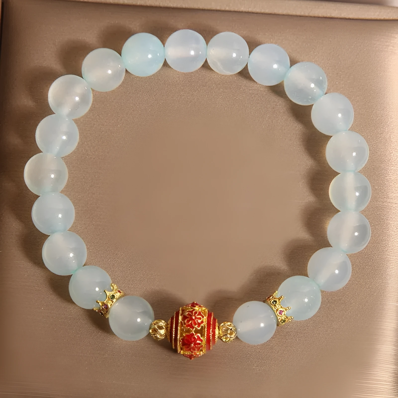 Blue agate crystal bracelet with colourful lucky beads in Japanese Korean style for women