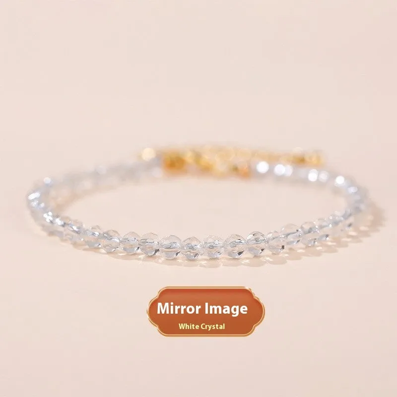 Natural strawberry quartz bracelet with 3mm polished diamond-cut beads on an adjustable cord