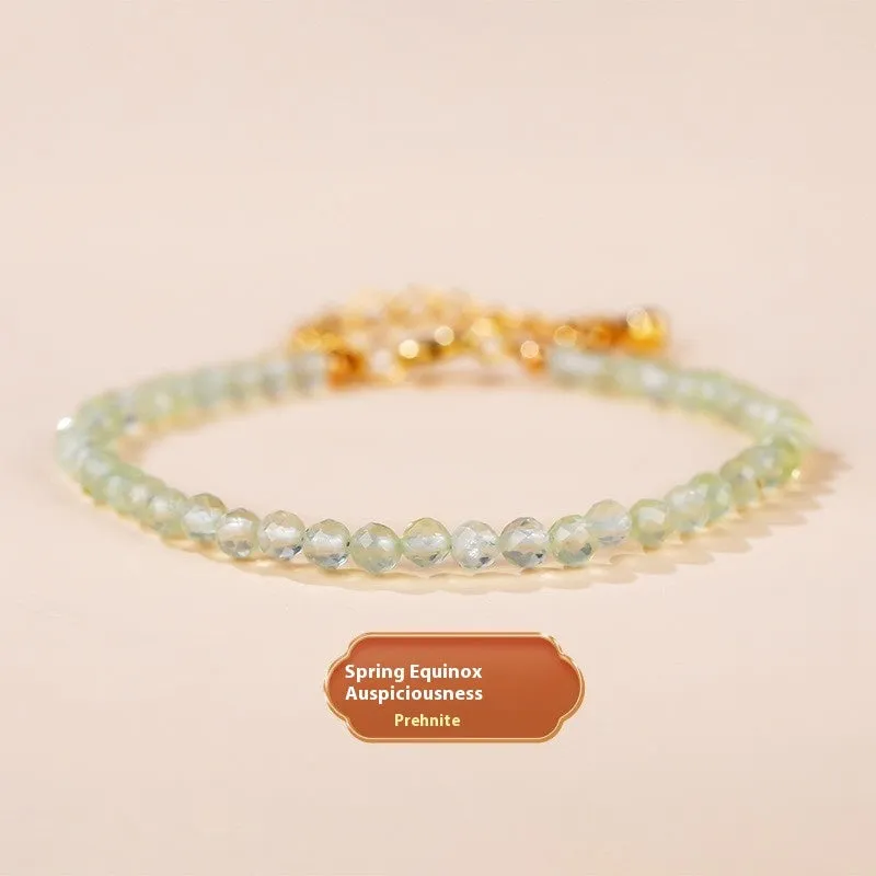 Natural strawberry quartz bracelet with 3mm polished diamond-cut beads on an adjustable cord