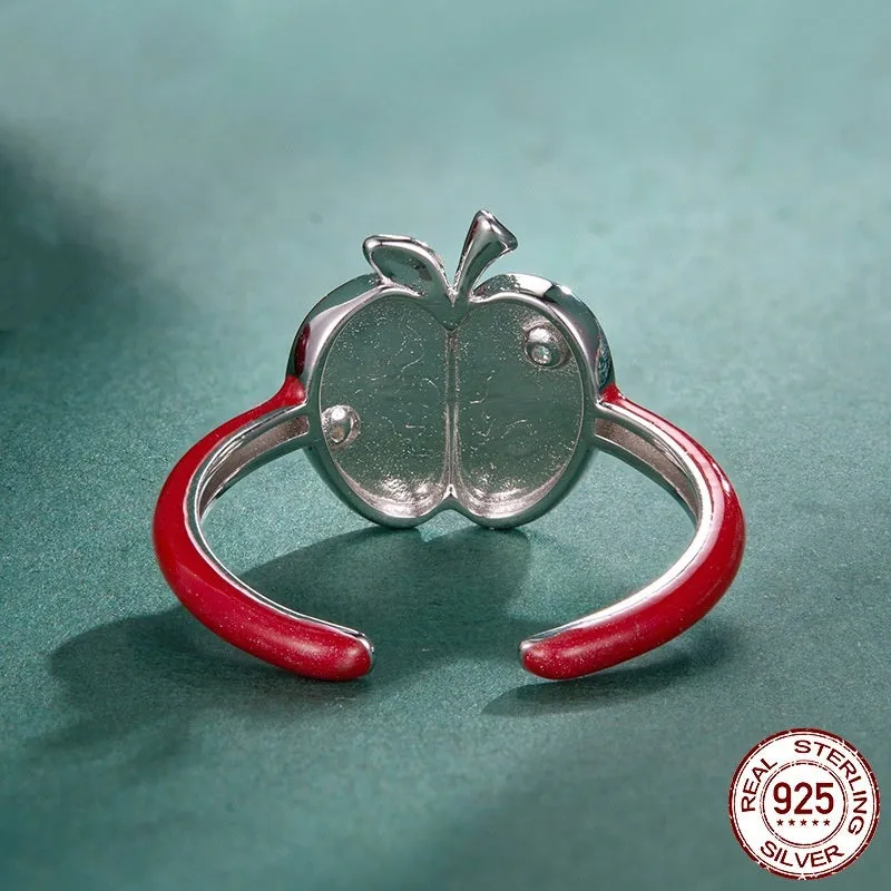 Christmas romantic S925 silver open mouth ring with drip oil finish in BSR720-E colour for women