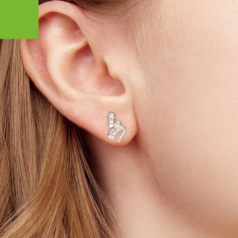 S925 sterling silver Christmas tree stud earrings on white background BSE1255 colour