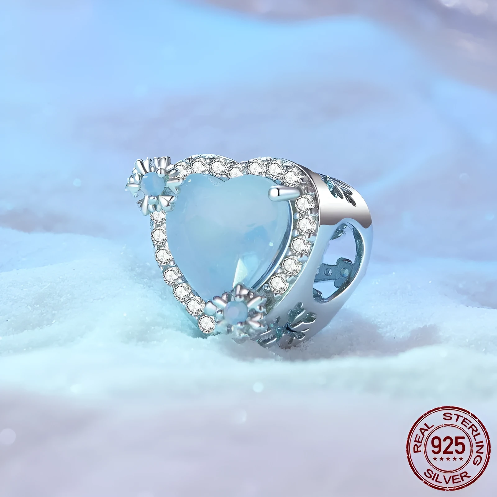 Love Ice And Snow 925 silver DIY bead 12x12mm BSC932 colour with 4.5mm aperture on white background