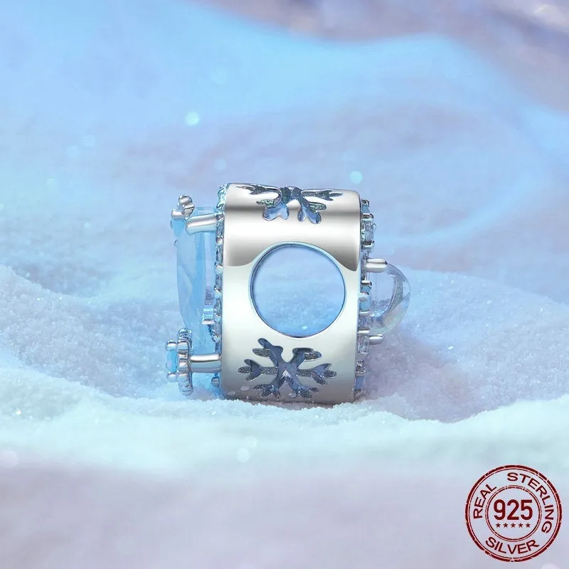 Love Ice And Snow 925 silver DIY bead 12x12mm BSC932 colour with 4.5mm aperture on white background