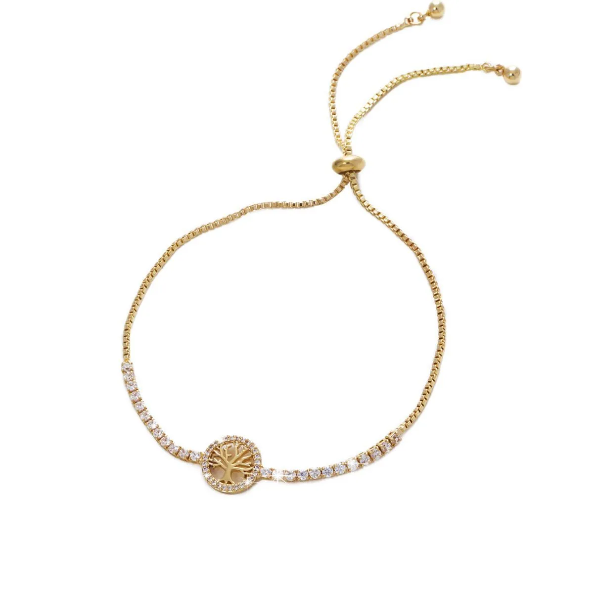 Lucky tree zircon bracelet for women with electroplated metal construction