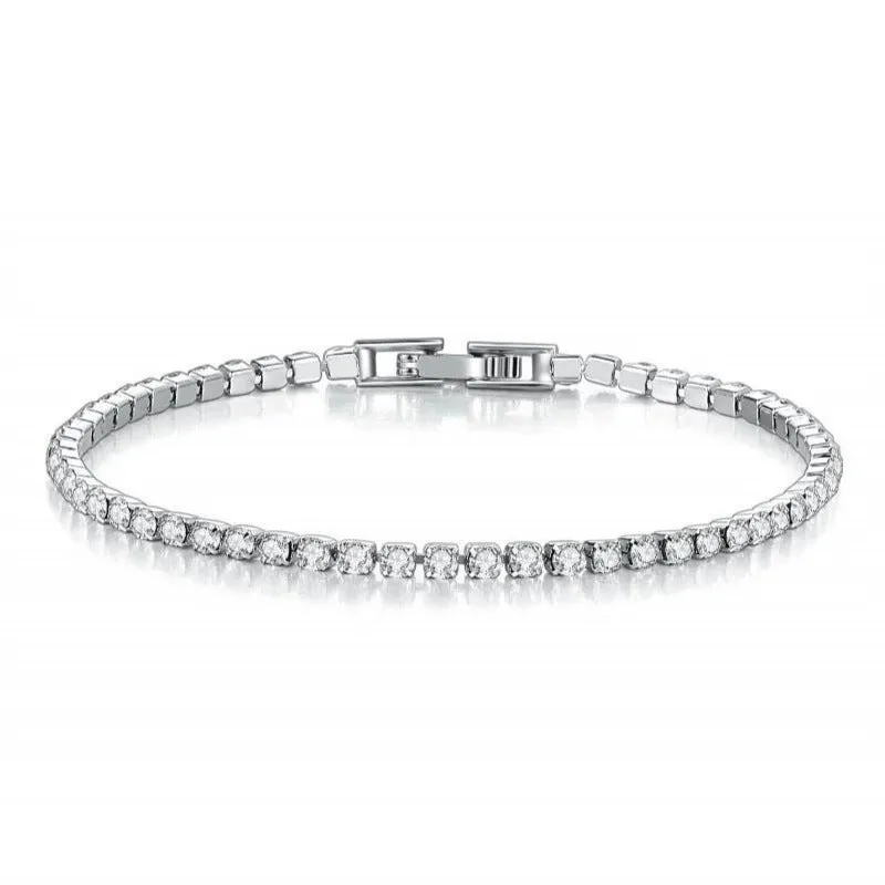 Women's simple diamond studded bracelet in gold finish with 4mm band width on white background