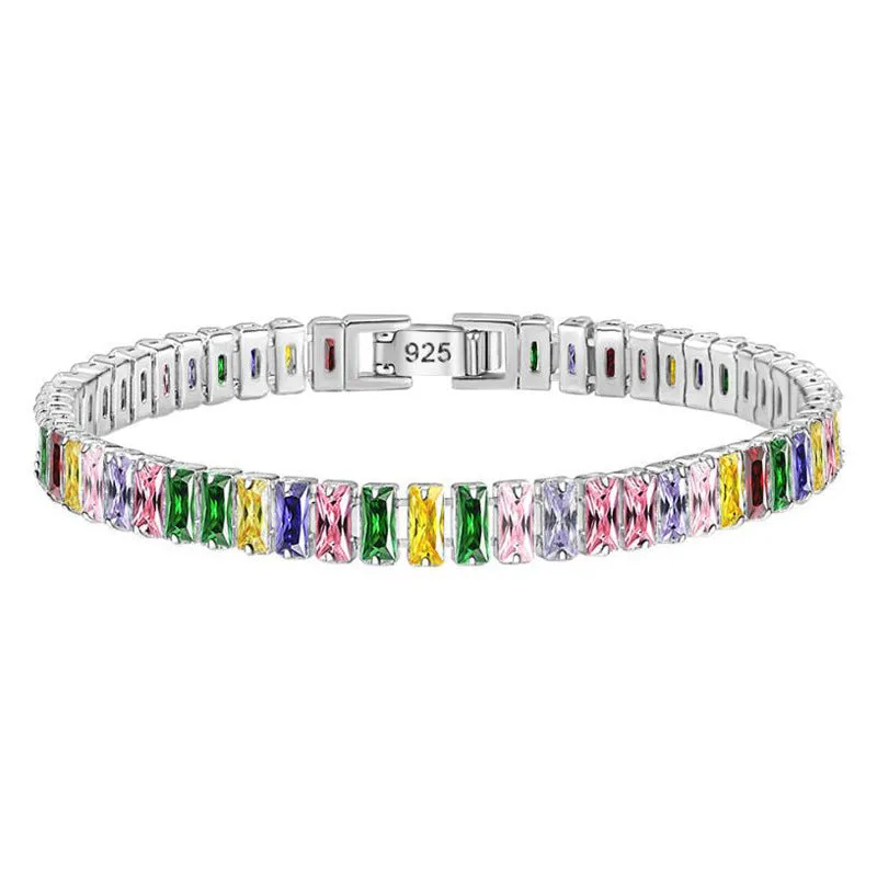 Women's simple diamond studded bracelet in gold finish with 4mm band width on white background