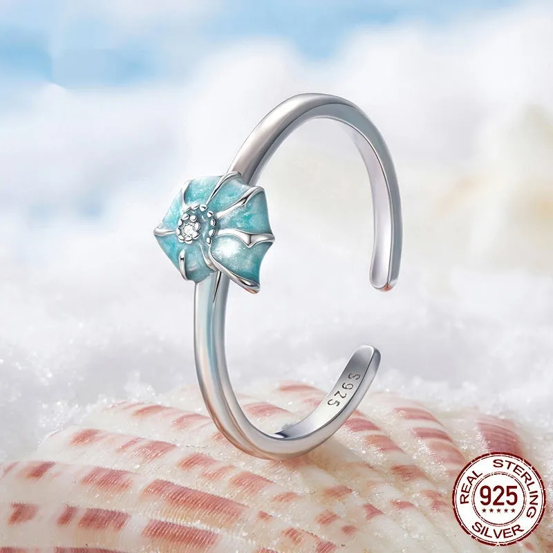 Silver conch open ring for women electroplated BSR672E on white background