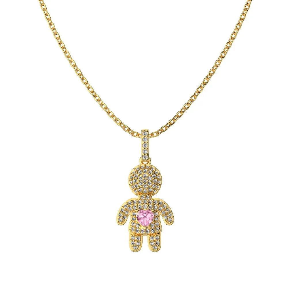 925 silver bear pendant necklace on display, 12.6x26.8mm charm, electroplated finish, four colour options