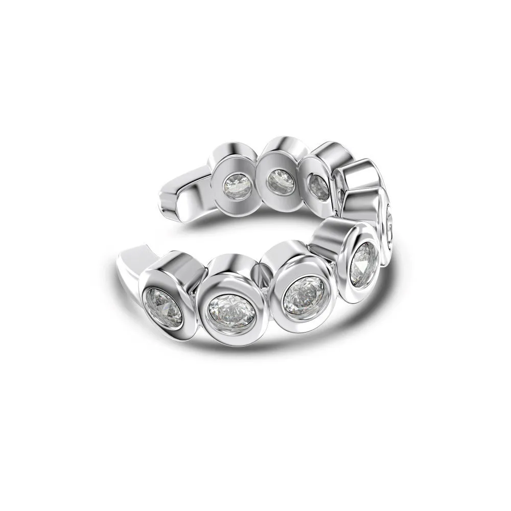 925 silver leaf-shaped ear clip with zircon inlay, golden electroplated finish, clip-on style for women