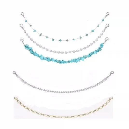 Turquoise pearl Cuban fishbone chain on alloy with electroplated finish in European American style
