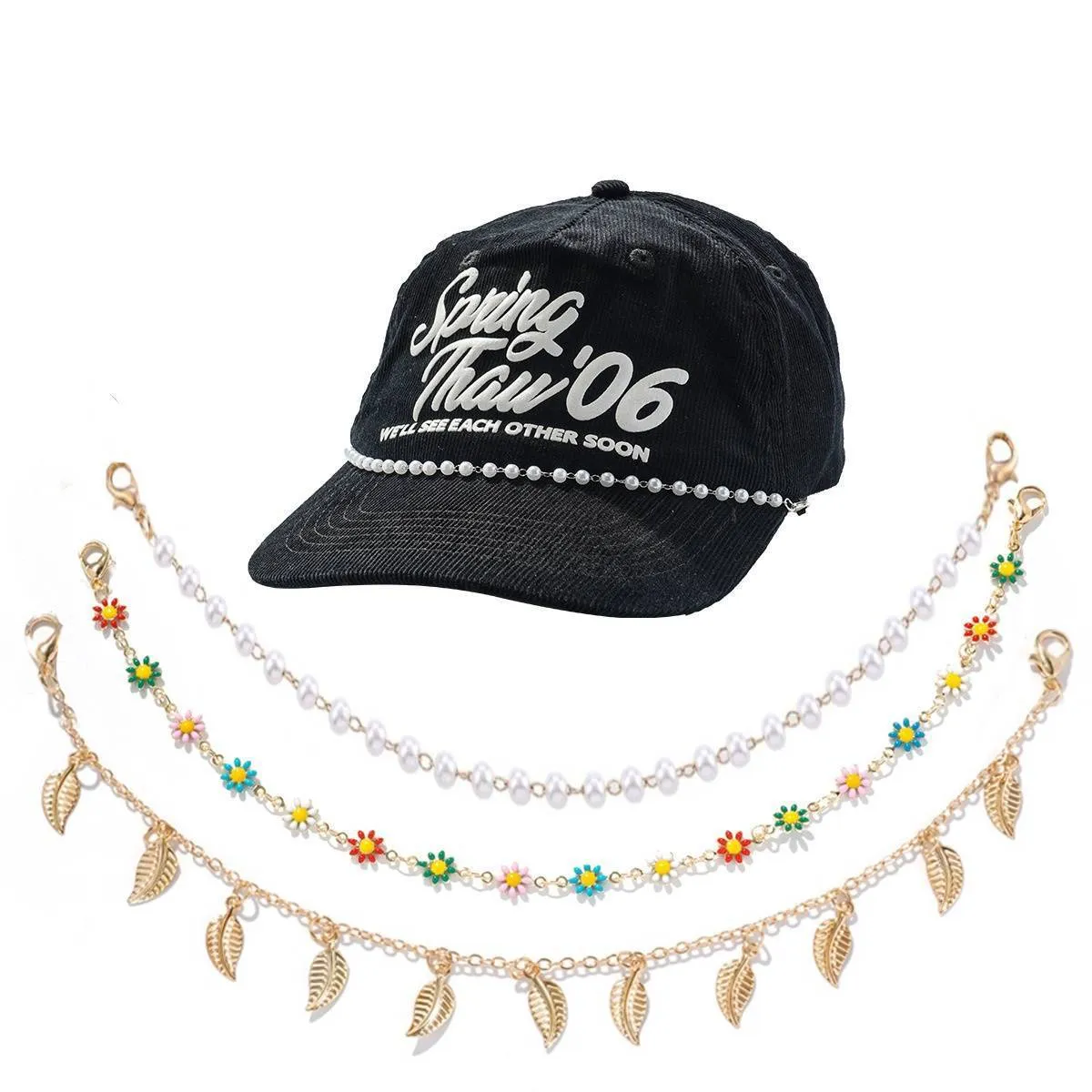 Turquoise pearl Cuban fishbone chain on alloy with electroplated finish in European American style