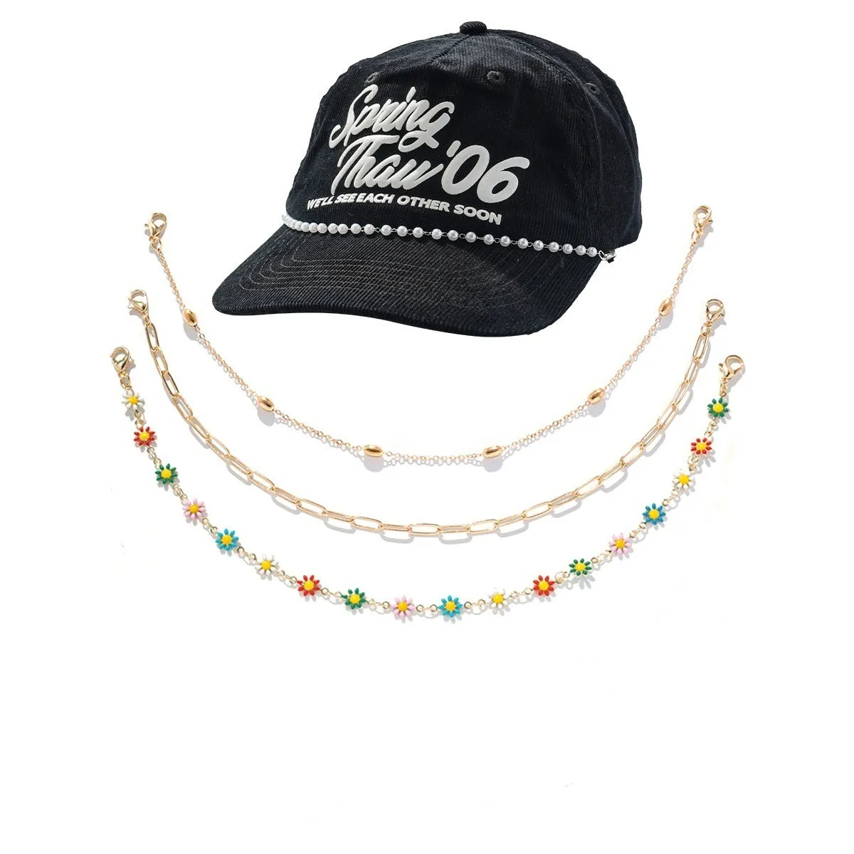 Turquoise pearl Cuban fishbone chain on alloy with electroplated finish in European American style