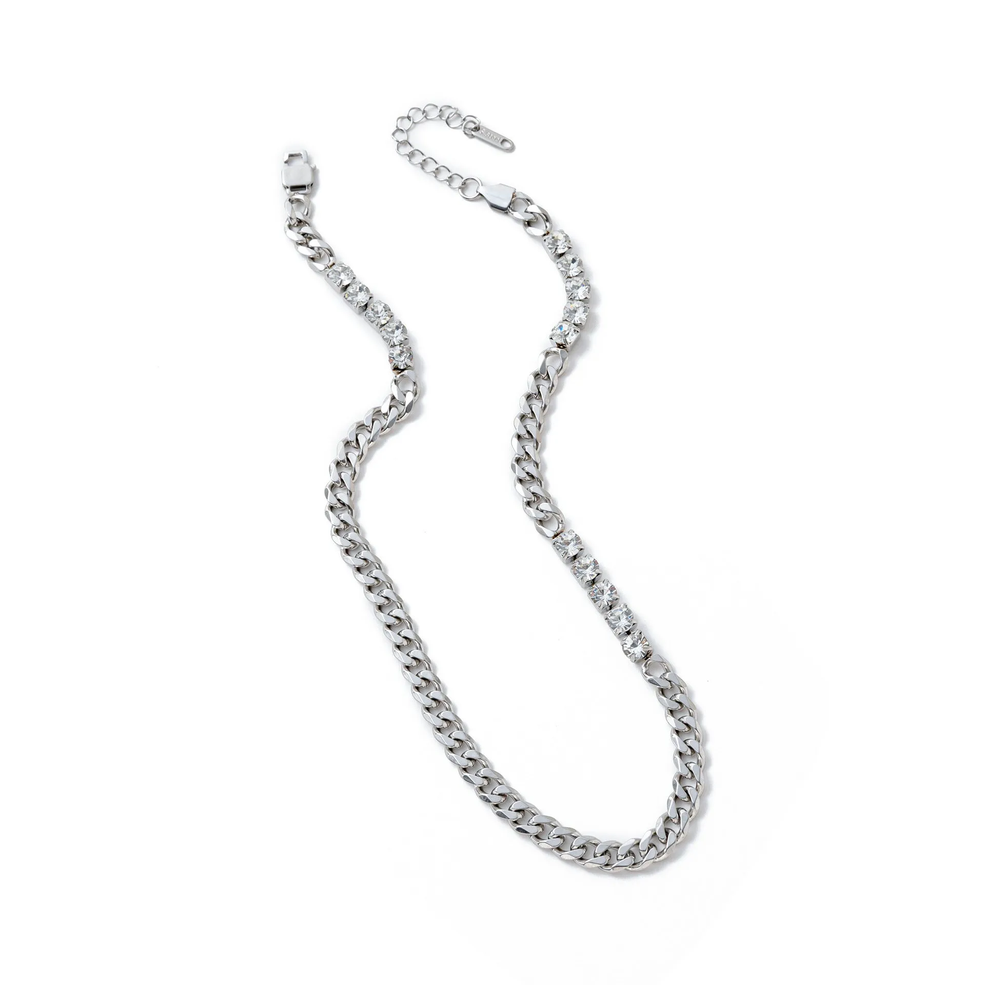Electroplated gold titanium steel hip-hop bracelet with chamfered square pendant on regular chain