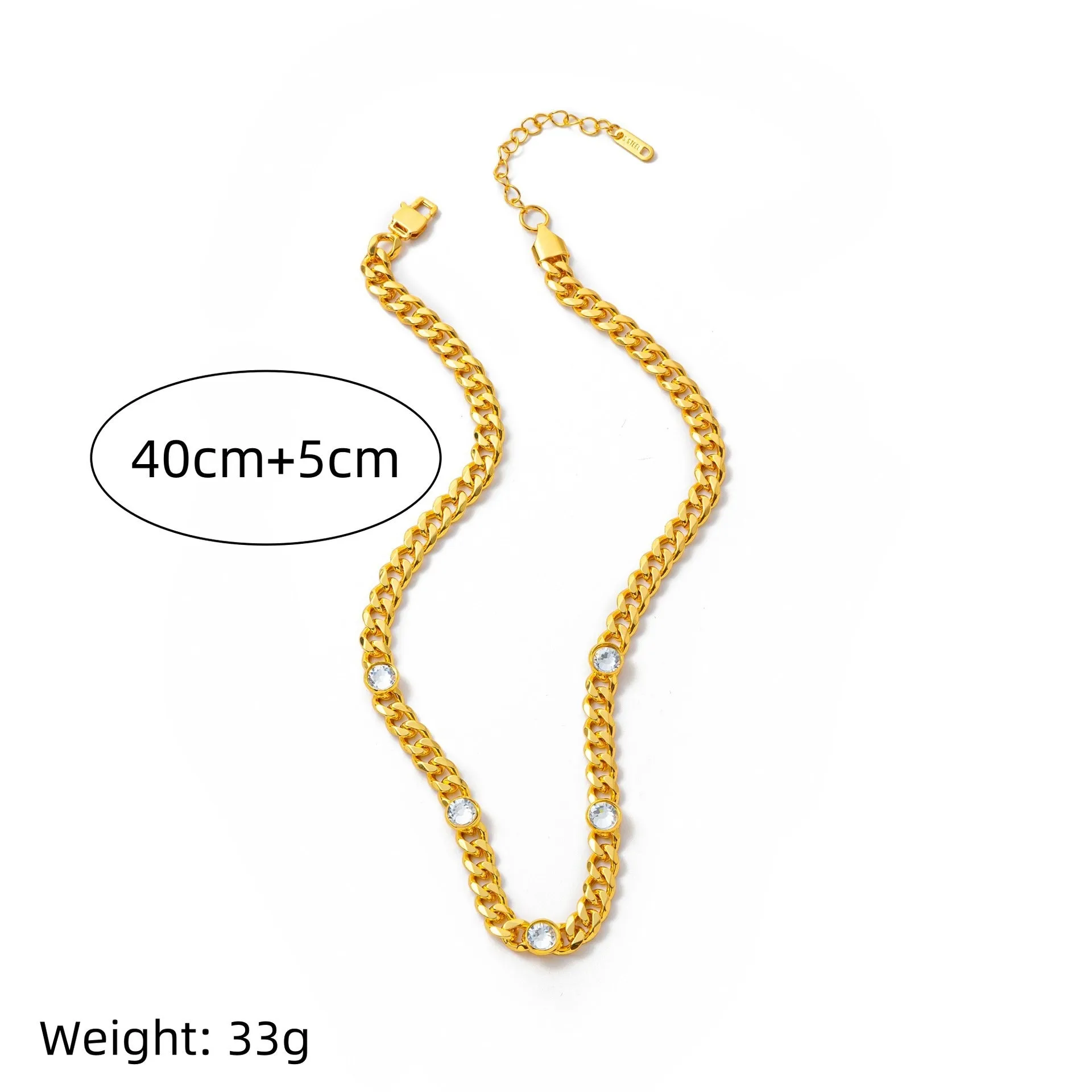 Electroplated gold titanium steel hip-hop bracelet with chamfered square pendant on regular chain