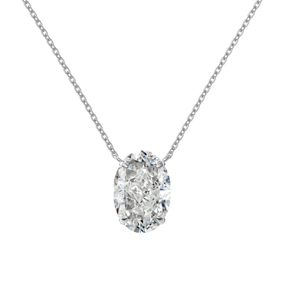 S925 sterling silver women's necklace with geometric oval pendant in gold or platinum finish