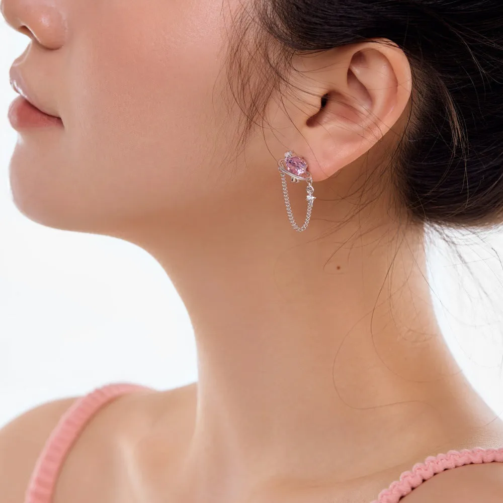 S925 sterling silver love heart earrings with electroplated finish in silver tone