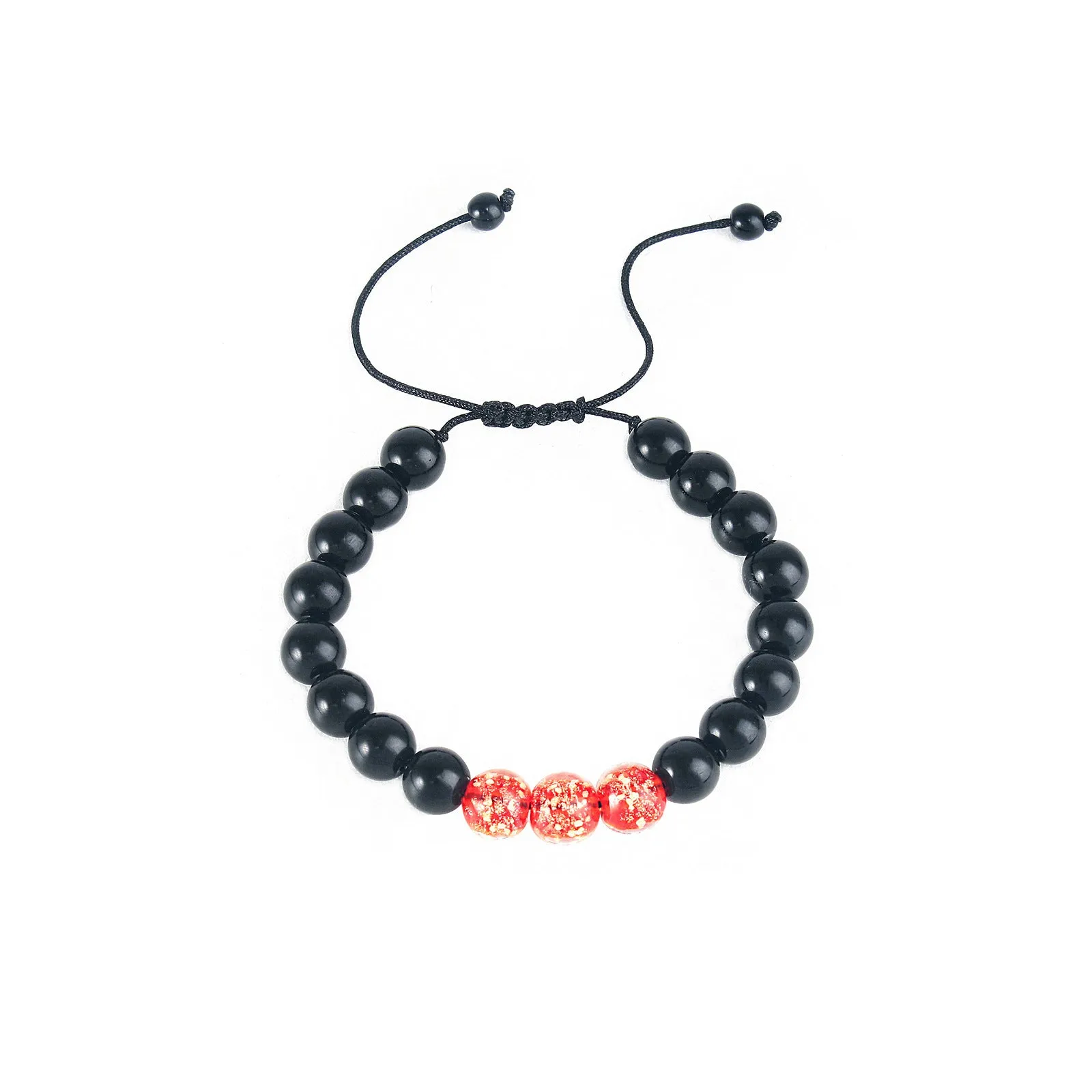 Adjustable luminous bracelet with coloured glass geometry beads in six colour options