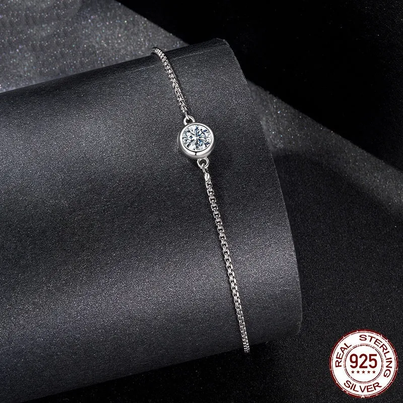D-colour bright classic moissanite bracelet 925 sterling silver electroplated finish