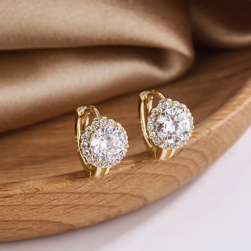 Women's copper geometric earrings with 14K yellow gold electroplated finish