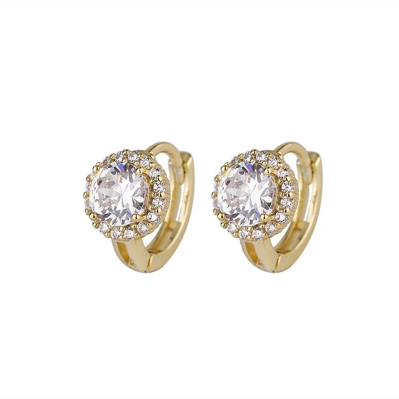 Women's copper geometric earrings with 14K yellow gold electroplated finish