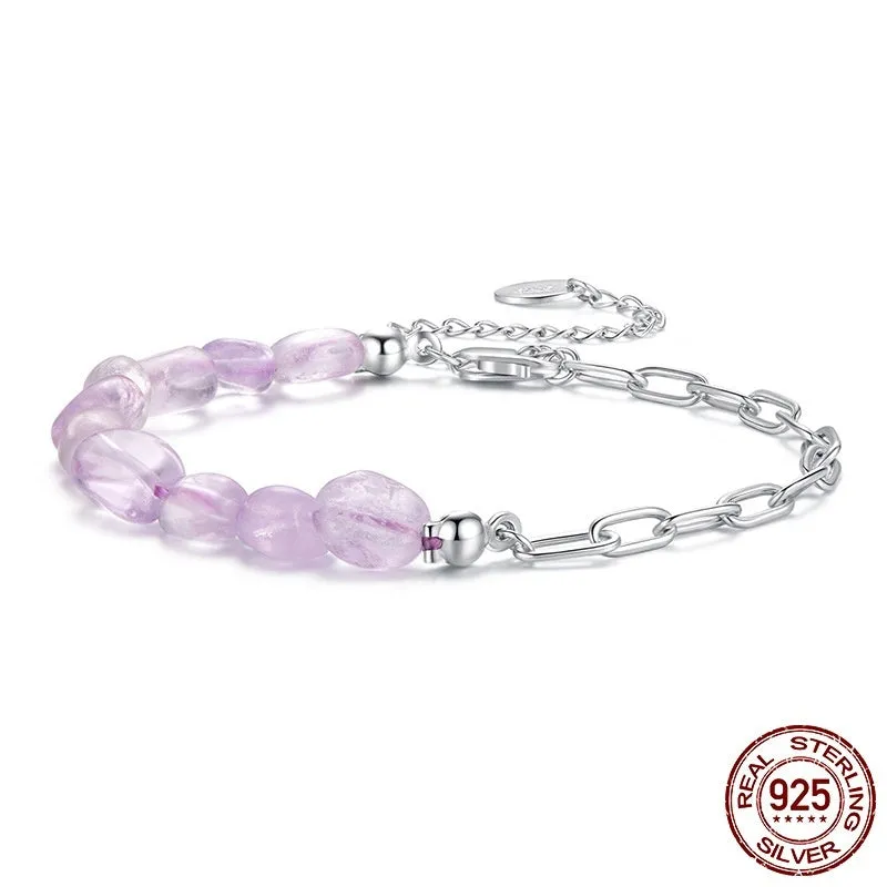 925 sterling silver purple crystal asymmetric bracelet for women electroplated finish BSB224 colour