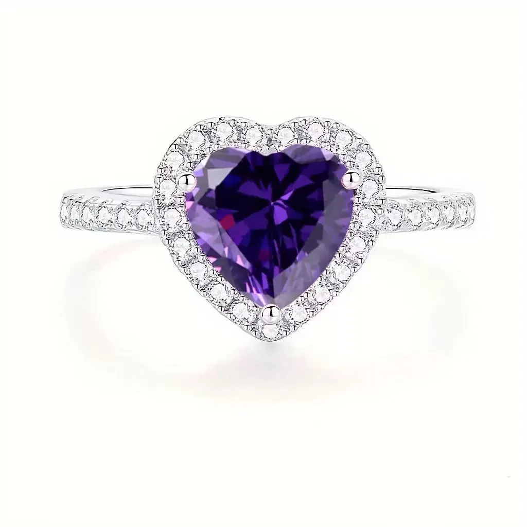 Heart-shaped copper ring for women with adjustable open mouth design in heart pink colour