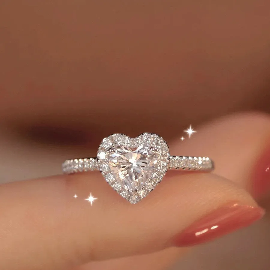 Heart-shaped copper ring for women with adjustable open mouth design in heart pink colour