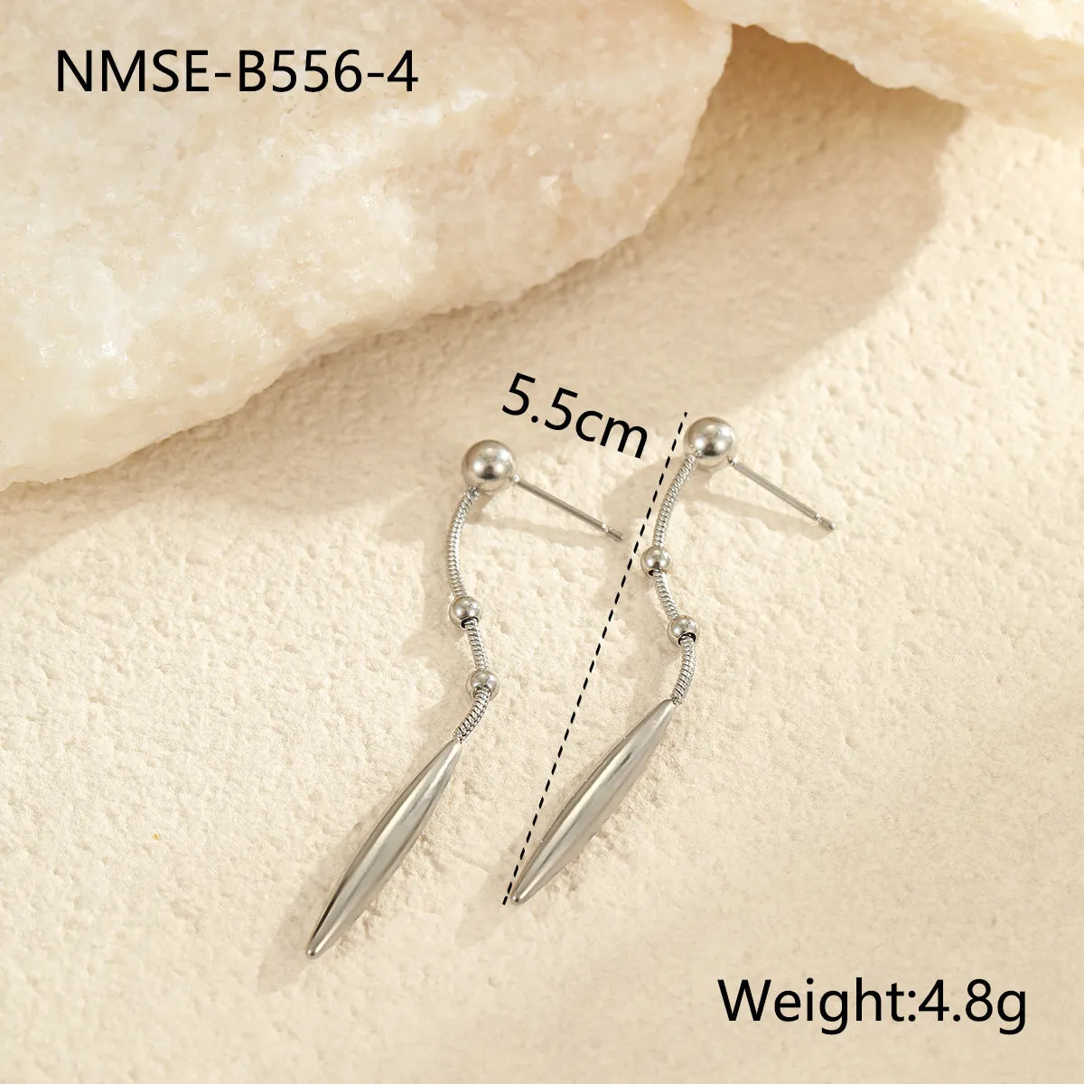 Stainless steel tassel water drop earrings with Y-word chain ornament in 18K gold electroplated finish, geometric drop-shaped design