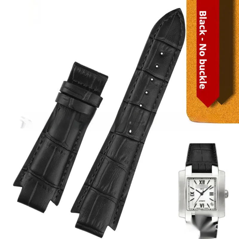 Genuine calfskin leather watch strap in brown with concave-convex mouth design, 24x14mm size