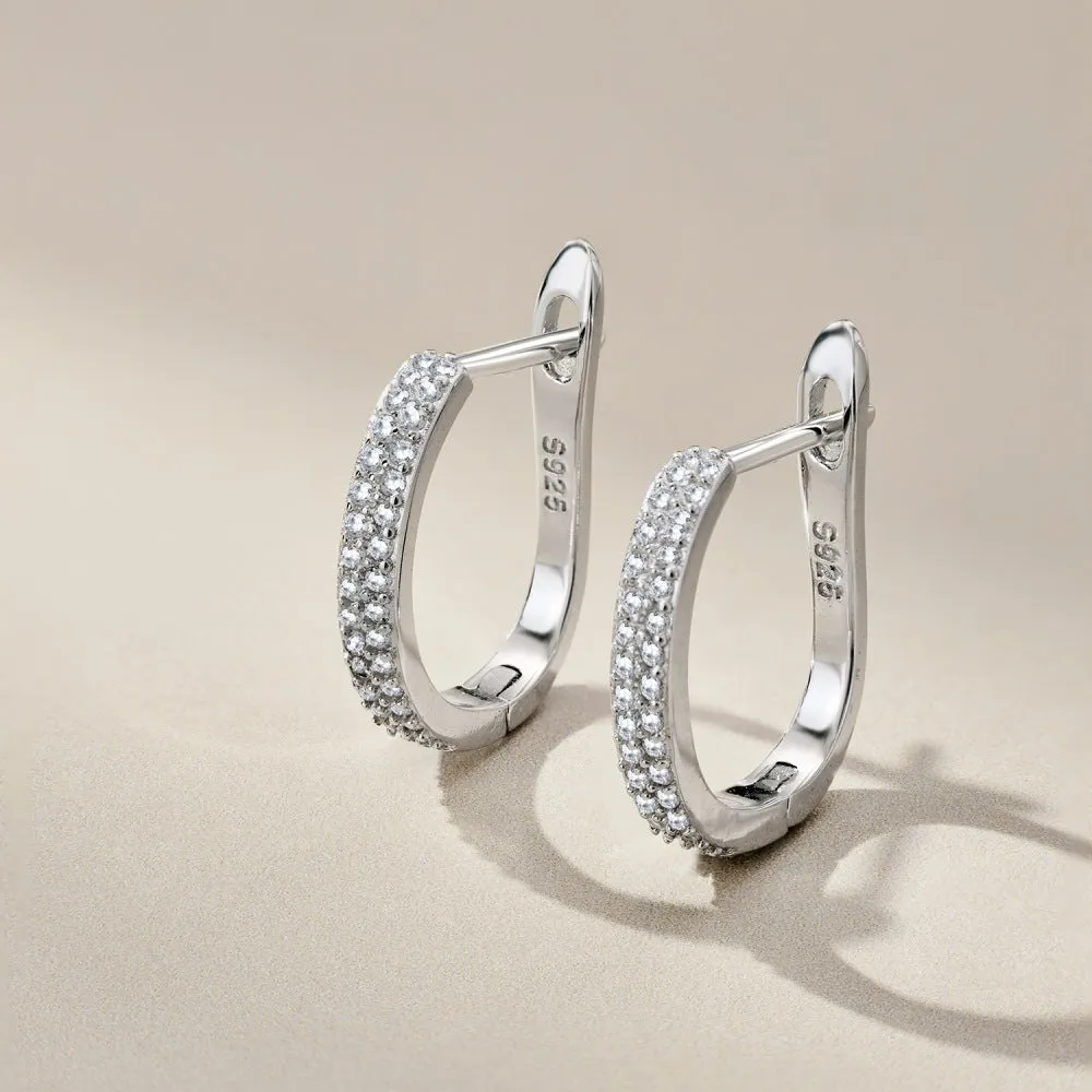 Women's 925 silver electroplated U-shaped geometric text ear clips clip-on earrings