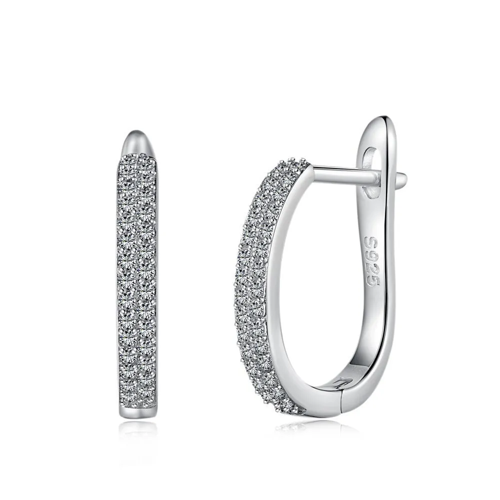 Women's 925 silver electroplated U-shaped geometric text ear clips clip-on earrings