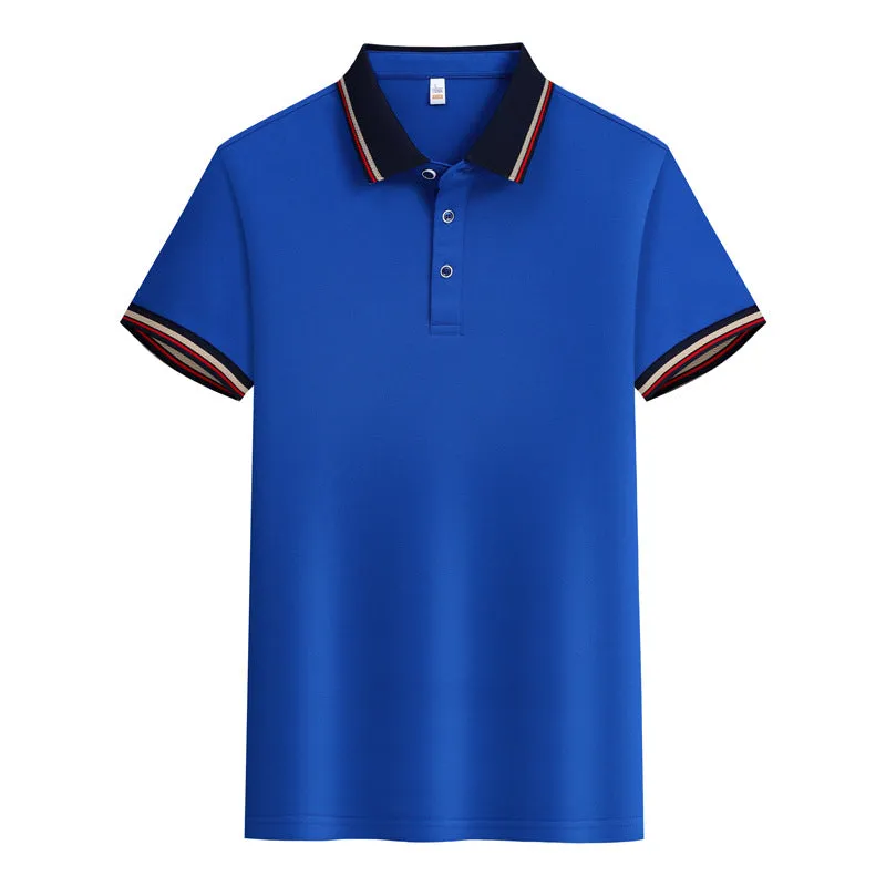 Solid colour summer polo shirt in cotton with short sleeves, loose fit, and slit detail on the side