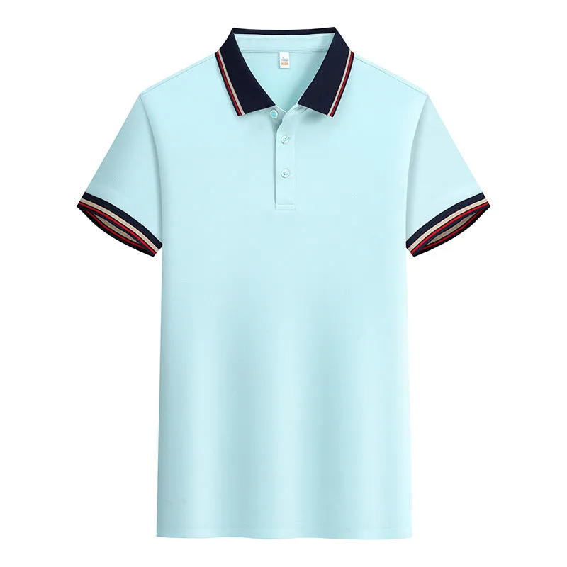 Solid colour summer polo shirt in cotton with short sleeves, loose fit, and slit detail on the side