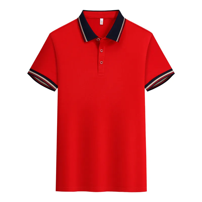 Solid colour summer polo shirt in cotton with short sleeves, loose fit, and slit detail on the side