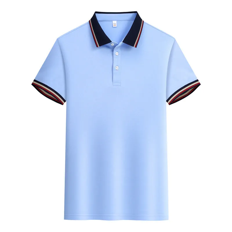 Solid colour summer polo shirt in cotton with short sleeves, loose fit, and slit detail on the side